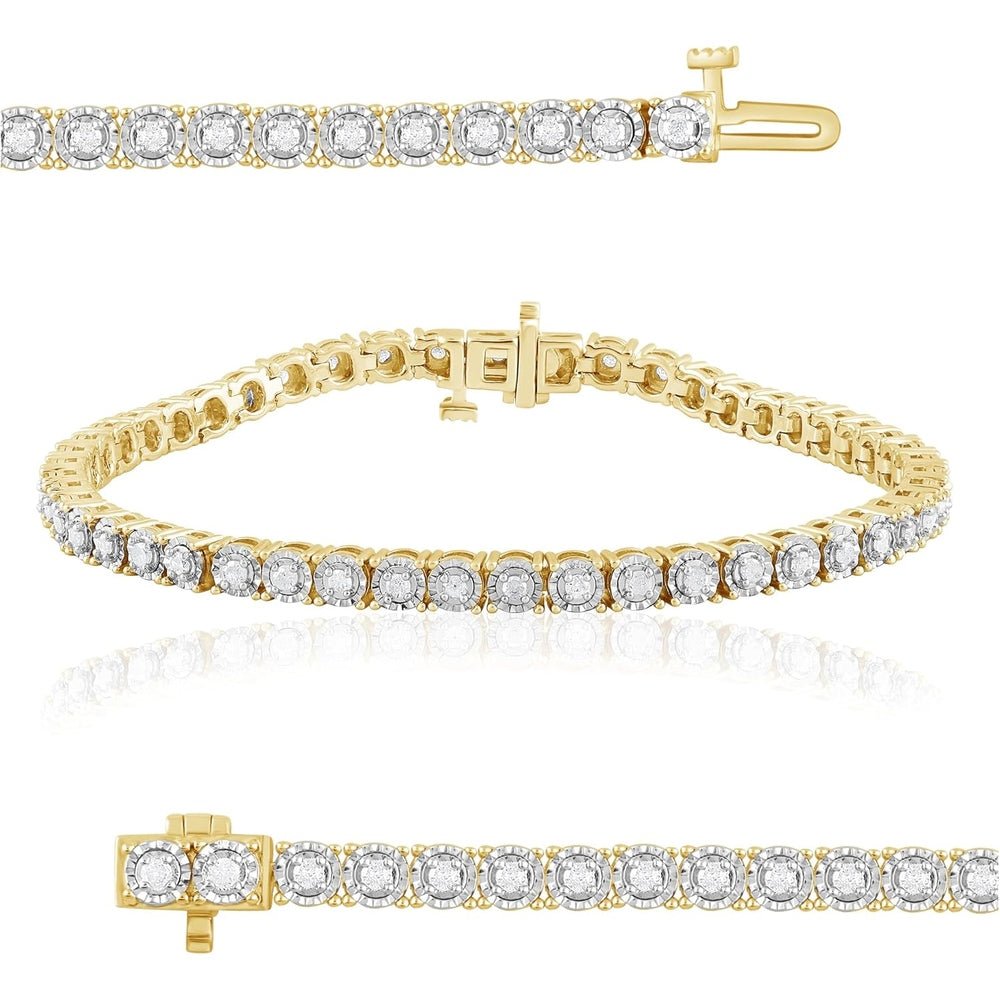 1.00 Carat Round Diamond Tennis Bracelets for Women | Flash - plated Sterling Silver Bracelet | Fine Jewelry for Her | Gift Box Included (White, Yellow, Rose Gold)… - Future Jewelry