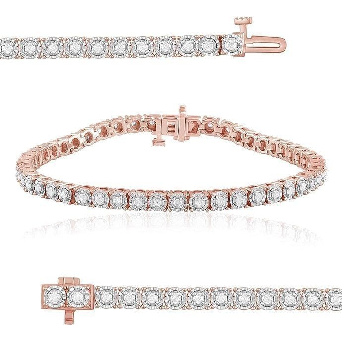 1.00 Carat Round Diamond Tennis Bracelets for Women | Flash - plated Sterling Silver Bracelet | Fine Jewelry for Her | Gift Box Included (White, Yellow, Rose Gold)… - Future Jewelry