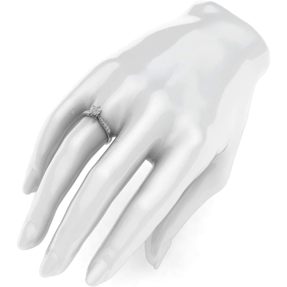 10k white gold 1.0 CT Classic 6 - Prong Simulated Diamond or Genuine Lab Grown Diamond Engagement Ring Graduated Side Stones Promise Bridal Ring - Future Jewelry