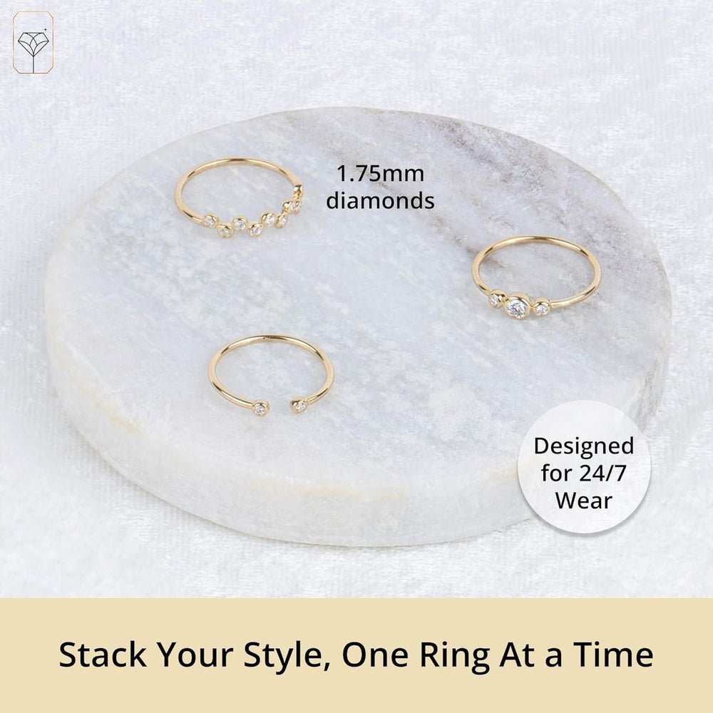 10K Yellow Gold Diamond Zig - Zag Ring | Hypoallergenic & Anti - Tarnishing Solid Gold Lab Grown Diamond Ring for Women in Size 6 - 8 - Future Jewelry