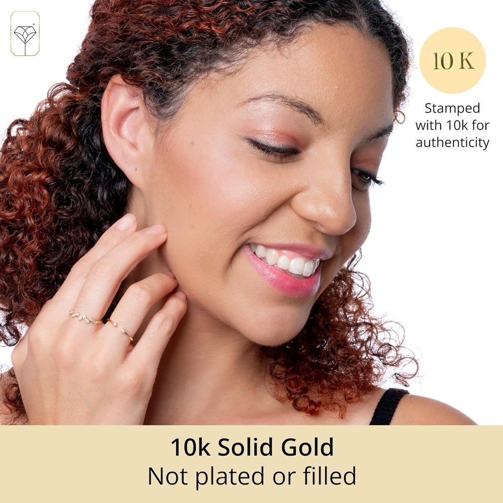 10K Yellow Gold Diamond Zig - Zag Ring | Hypoallergenic & Anti - Tarnishing Solid Gold Lab Grown Diamond Ring for Women in Size 6 - 8 - Future Jewelry