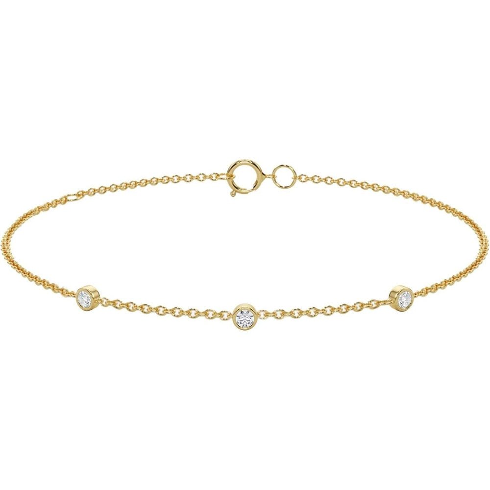 10K Yellow Gold Station Diamond Bracelet for Women | Real Gold Hypoallergenic Bezel Bracelet For Sensitive Skin - Future Jewelry