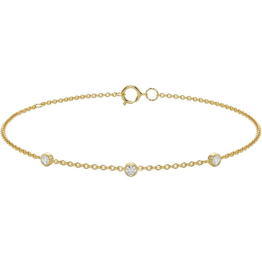 10K Yellow Gold Station Diamond Bracelet for Women | Real Gold Hypoallergenic Bezel Bracelet For Sensitive Skin - Future Jewelry