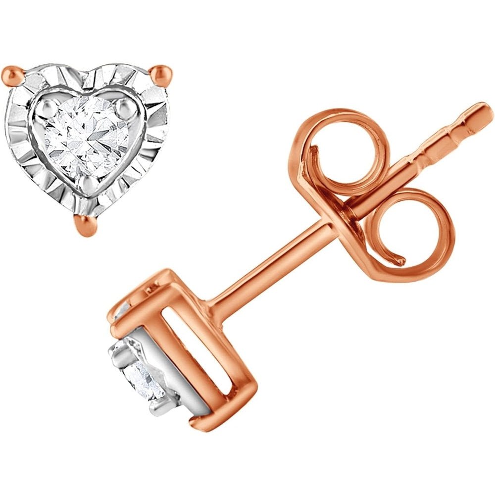 1/10 Carat Round Lab Grown Diamond Heart Shape Stud Earrings for Women (I - I1)|Fine Jewelry (White,Yellow & Pink Flash Plated) - Future Jewelry
