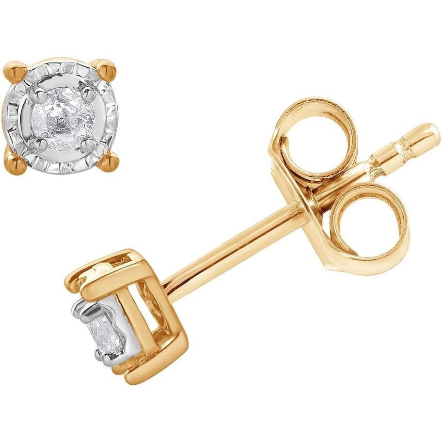 1/10 Carat Round Lab Grown Diamond Heart Shape Stud Earrings for Women (I - I1)|Fine Jewelry (White,Yellow & Pink Flash Plated) - Future Jewelry