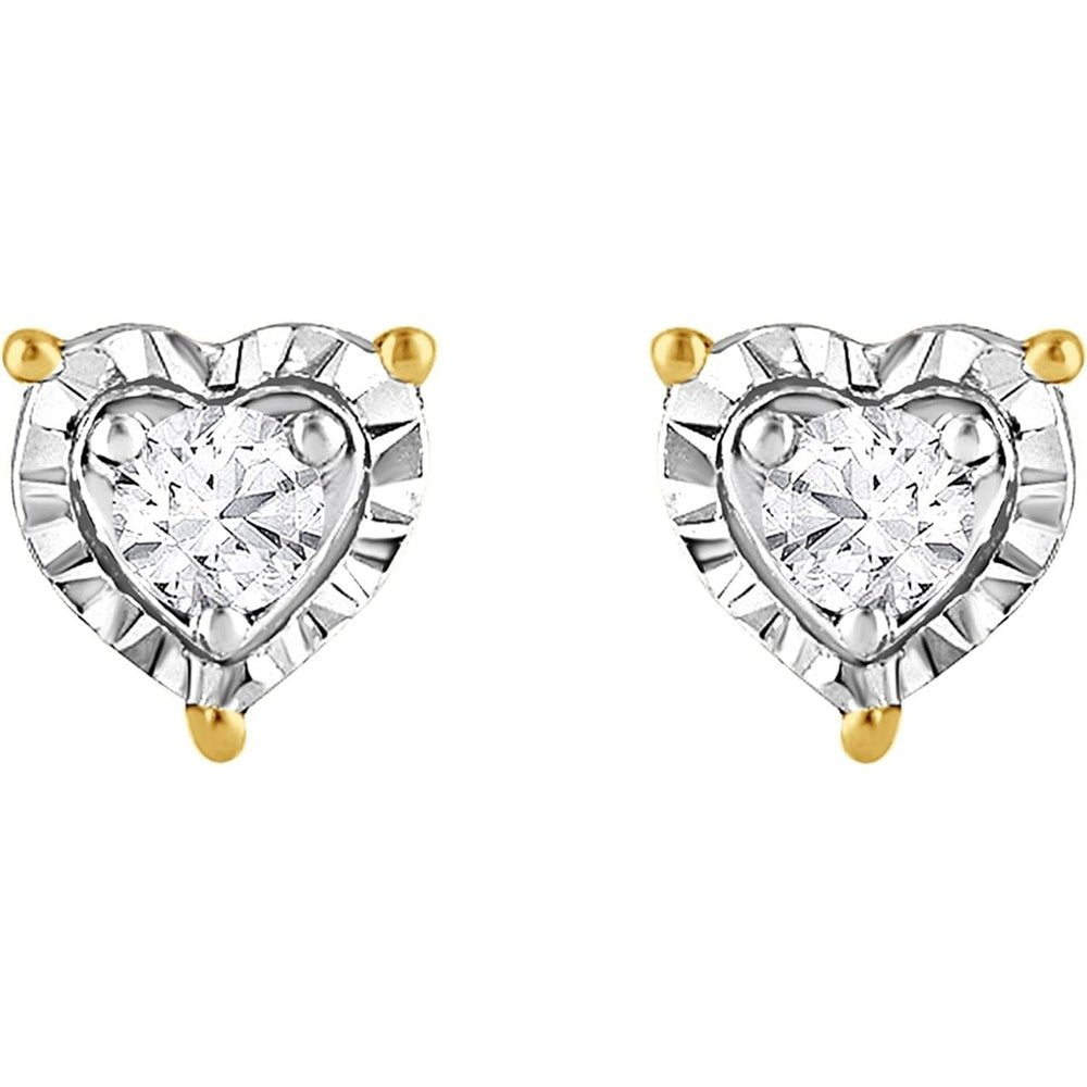 1/10 Carat Round Lab Grown Diamond Heart Shape Stud Earrings for Women (I - I1)|Fine Jewelry (White,Yellow & Pink Flash Plated) - Future Jewelry