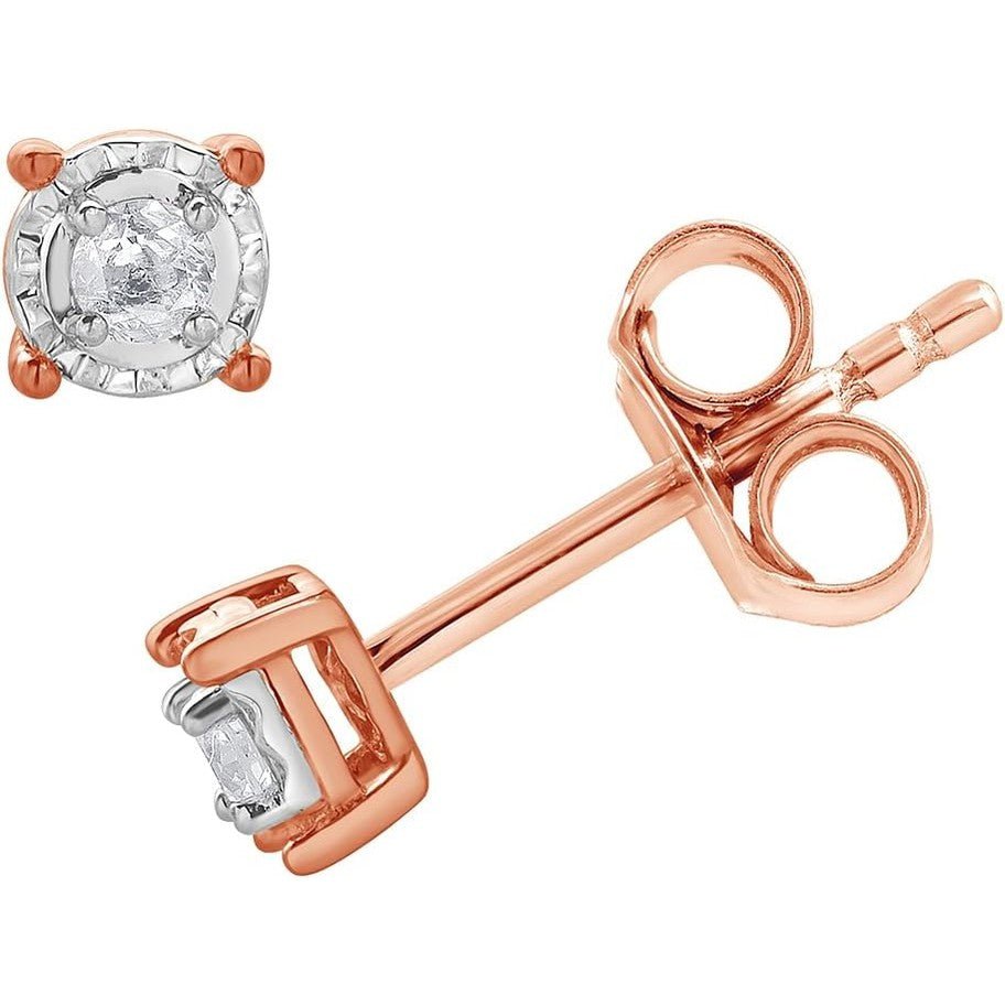 1/10 Carat Round Lab Grown Diamond Heart Shape Stud Earrings for Women (I - I1)|Fine Jewelry (White,Yellow & Pink Flash Plated) - Future Jewelry