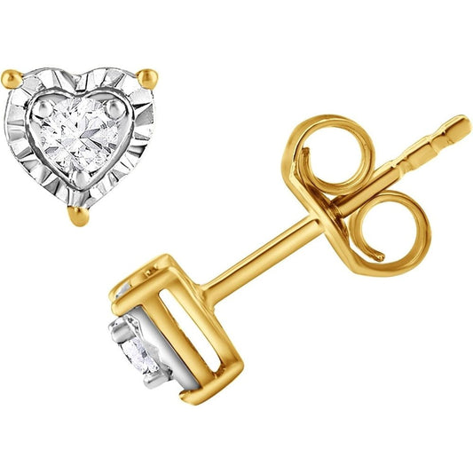 1/10 Carat Round Lab Grown Diamond Heart Shape Stud Earrings for Women (I - I1)|Fine Jewelry (White,Yellow & Pink Flash Plated) - Future Jewelry
