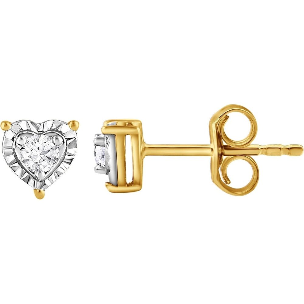 1/10 Carat Round Lab Grown Diamond Heart Shape Stud Earrings for Women (I - I1)|Fine Jewelry (White,Yellow & Pink Flash Plated) - Future Jewelry