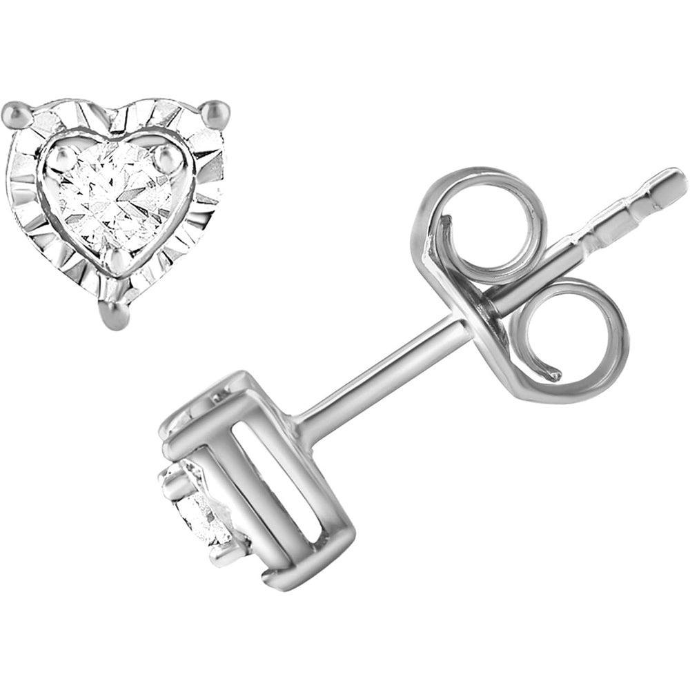 1/10 Carat Round Lab Grown Diamond Heart Shape Stud Earrings for Women (I - I1)|Fine Jewelry (White,Yellow & Pink Flash Plated) - Future Jewelry