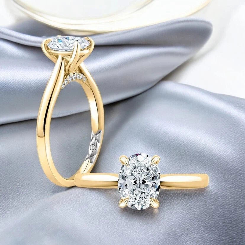 1.15 Ct IGI Lab Grown Oval Cut Diamond Engagement Ring 18k Yellow Gold - Future Jewelry
