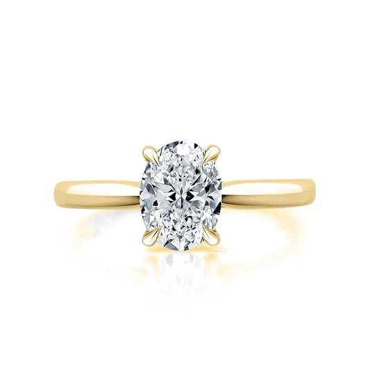 1.15 Ct IGI Lab Grown Oval Cut Diamond Engagement Ring 18k Yellow Gold - Future Jewelry