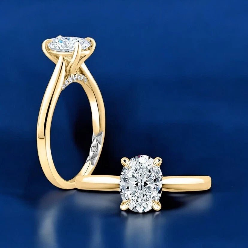 1.15 Ct IGI Lab Grown Oval Cut Diamond Engagement Ring 18k Yellow Gold - Future Jewelry