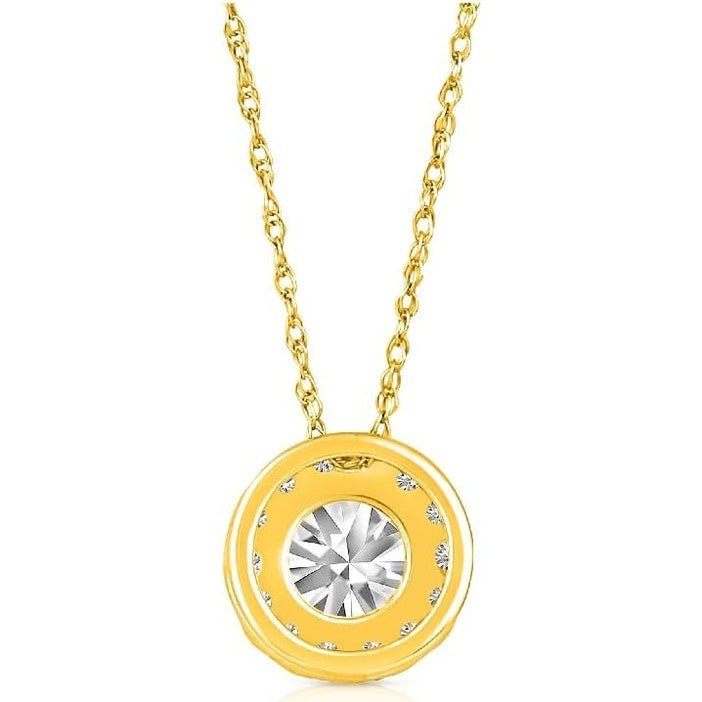 1/2 Carat - 1 Carat Lab Grown Diamond Pendant for Women| 14K Yellow or White Gold Halo Pendant with Gold Rope Chain Necklace 18" | D - E Color and VS Clarity - Future Jewelry