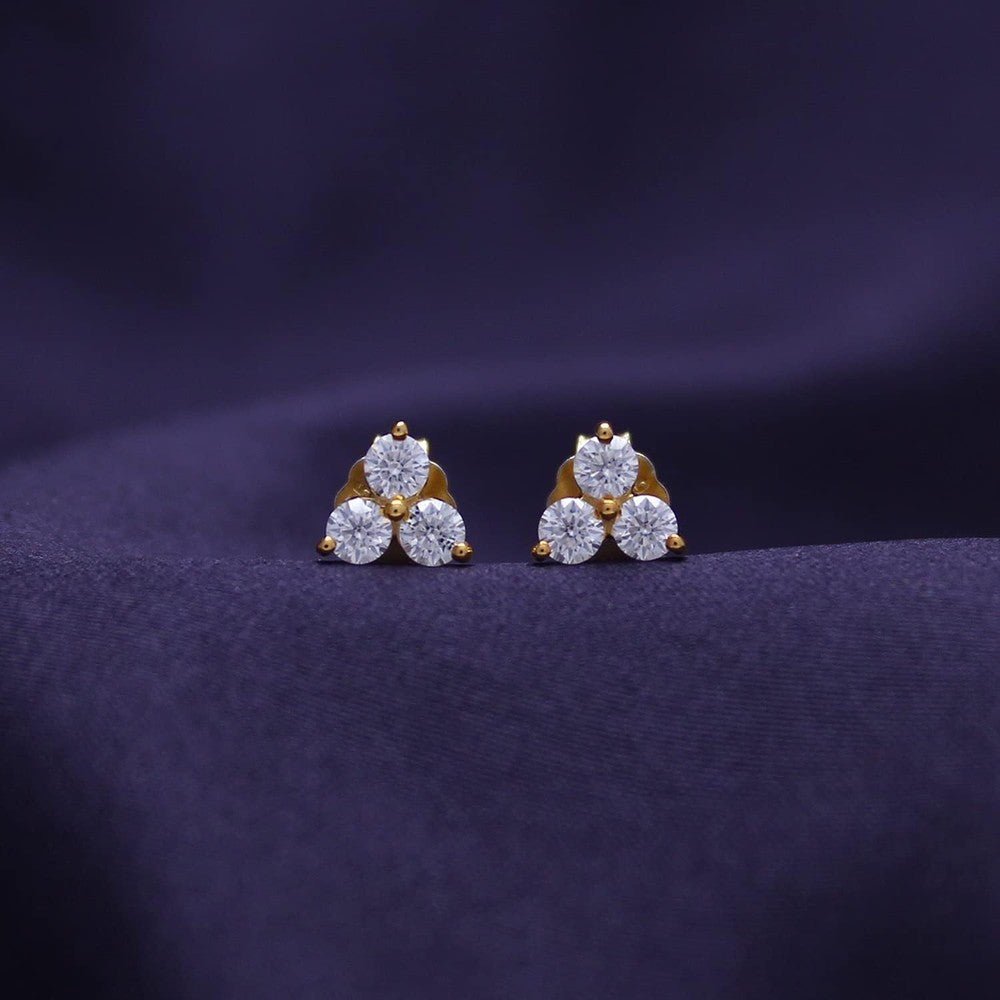 1/2 Carat Lab Grown Diamond 3 - Stone Stud Earring In 14k Gold Over Sterling Silver Jewelry Gift For Women (0.50 Cttw), Gift For Her - Future Jewelry