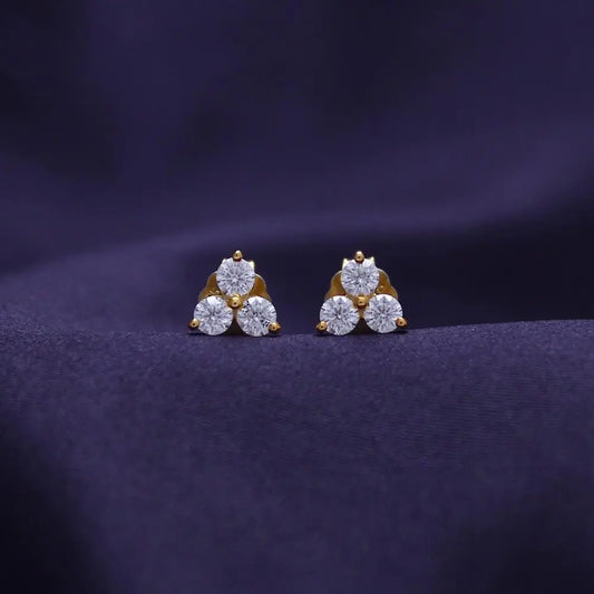 1/2 Carat Lab Grown Diamond 3 - Stone Stud Earring In 14k Gold Over Sterling Silver Jewelry Gift For Women (0.50 Cttw), Gift For Her - Future Jewelry
