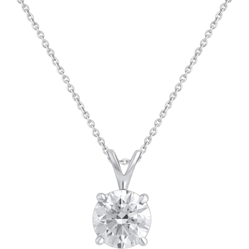 1/2 Ct Classic Round Cut IGI Certified Lab Grown Diamond Pendant Necklace, Solid 14K Real White & Yellow Gold, 18 Inch 14k Gold Cable Chain - Future Jewelry