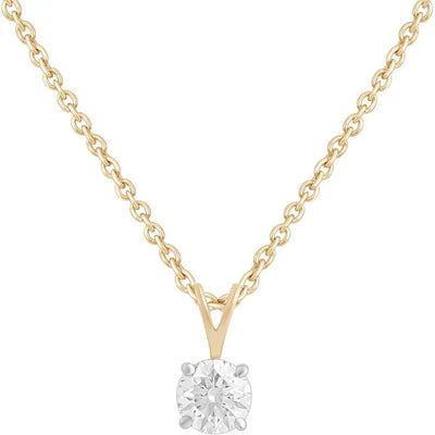 0.50 Carat Round Lab Grown Diamond Pendant Necklace, 14K Gold