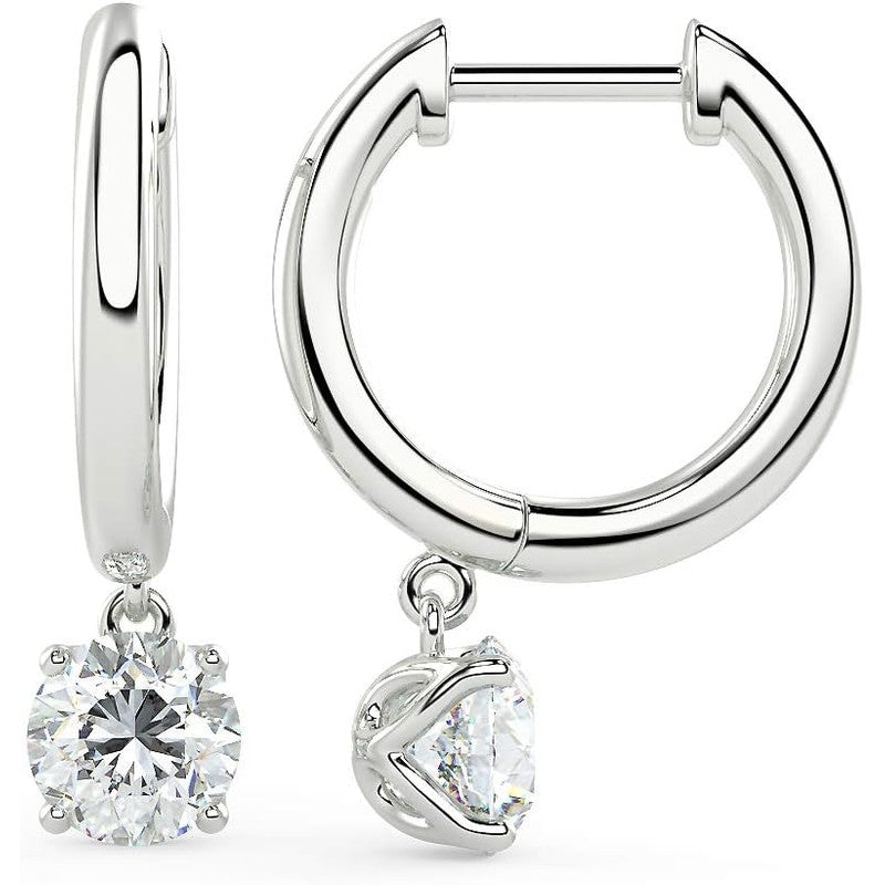 1/2 to 4 Carat Lab Grown Diamond Huggie Hoop Earrings for Women I 14k Gold Earrings (G - H, VS1 - VS2, 0.50 to 4.00 cttw) Dangling Drop I Brilliant Cut Diamond Hoops by Carbon Atelier - Future Jewelry