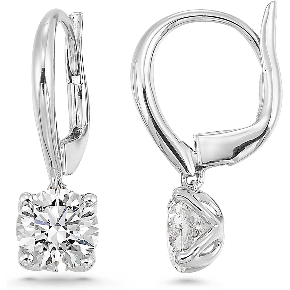 1/2 to 4 Carat Round Lab Grown Diamond Dangle Drop Earrings for Women I 14k Gold Earrings 4 - Prong Set Brilliant Cut Diamond - Future Jewelry