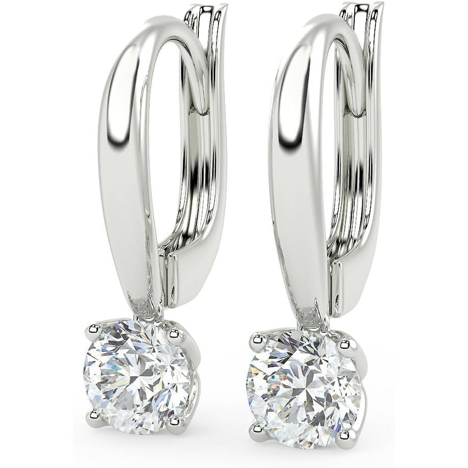 1/2 to 4 Carat Round Lab Grown Diamond Dangle Drop Earrings for Women I 14k Gold Earrings 4 - Prong Set Brilliant Cut Diamond - Future Jewelry