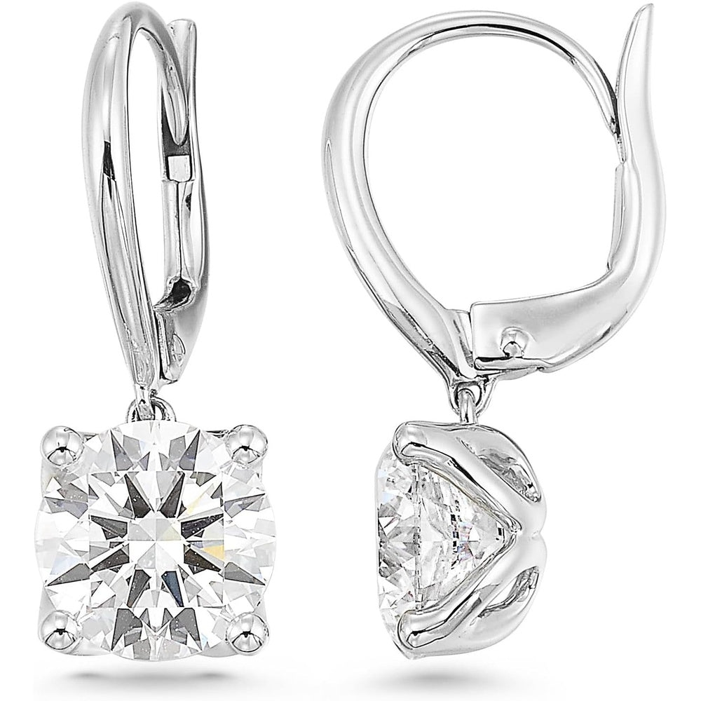 1/2 to 4 Carat Round Lab Grown Diamond Dangle Drop Earrings for Women I 14k Gold Earrings 4 - Prong Set Brilliant Cut Diamond - Future Jewelry