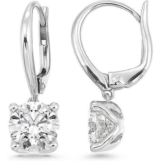 1/2 to 4 Carat Round Lab Grown Diamond Dangle Drop Earrings for Women I 14k Gold Earrings 4 - Prong Set Brilliant Cut Diamond - Future Jewelry