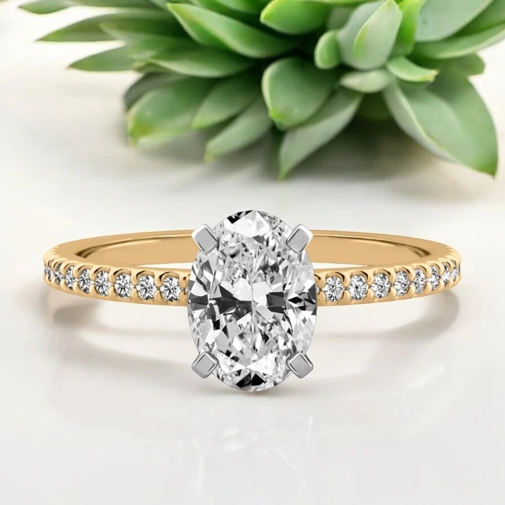 1.25 Carat Oval Lab Grown Diamond Ring IGI 18K Yellow Gold - Future Jewelry