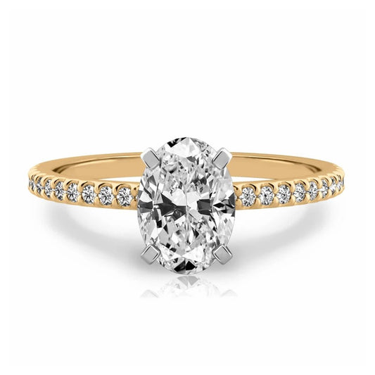 1.25 Carat Oval Lab Grown Diamond Ring IGI 18K Yellow Gold - Future Jewelry
