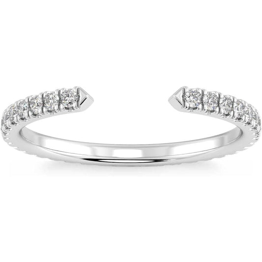 1/2Ct Pave Diamond Open Wedding Ring 14k Gold Stackable Band Lab Grown - Size 7 - Future Jewelry