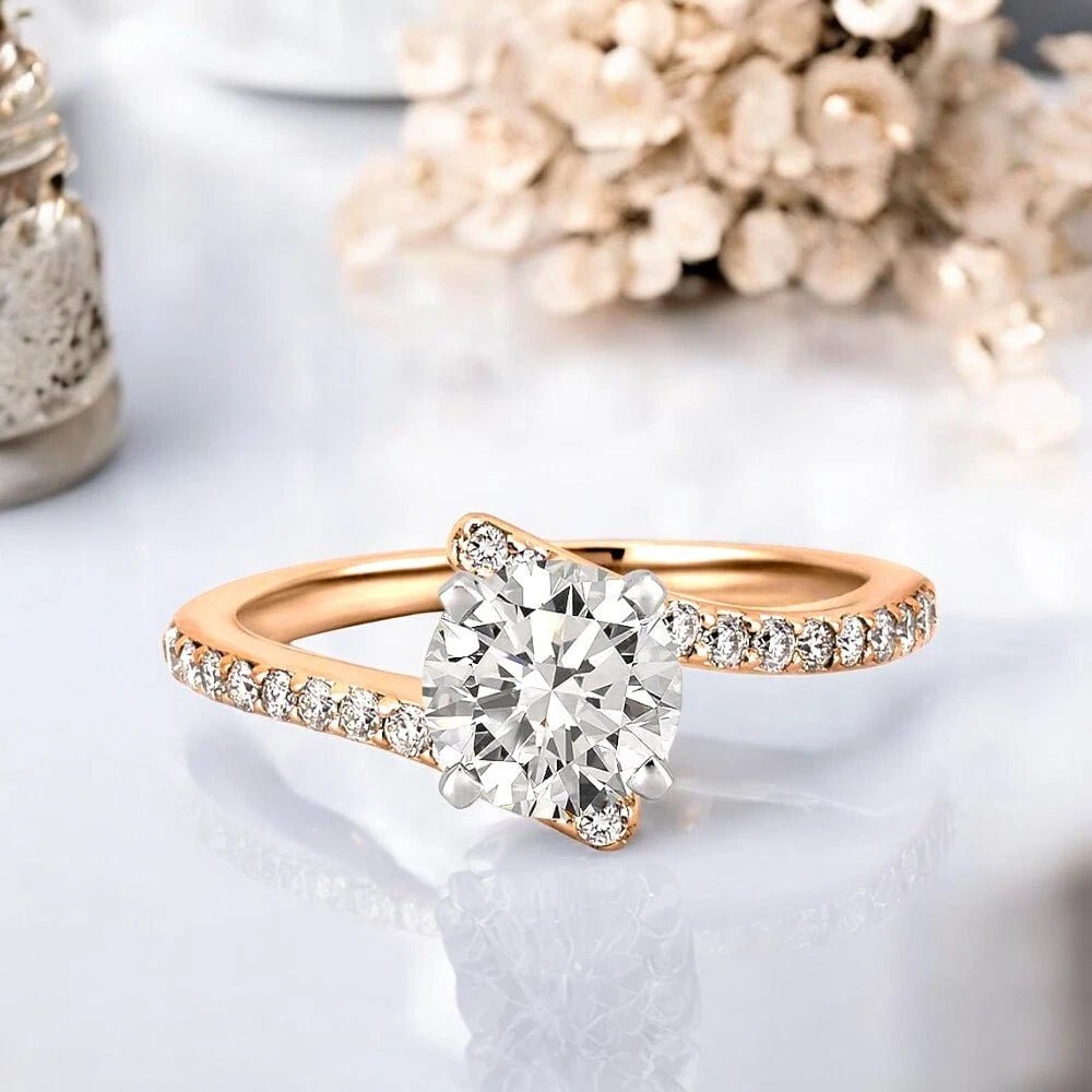 1.30 Carat Round Lab Grown Diamond Ring IGI 14K Yellow Gold - Future Jewelry