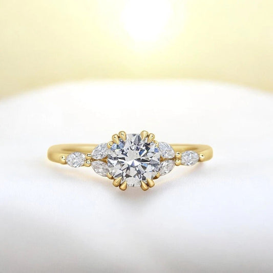 1.30 Carat Round Lab Grown Diamond Ring IGI 18K Yellow Gold - Future Jewelry
