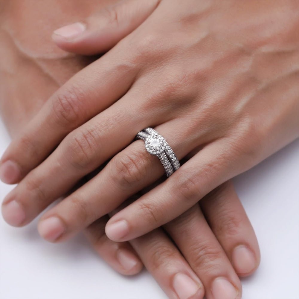 1.33 Carat Halo Vintage Style Diamond Bridal Set Ring - Future Jewelry