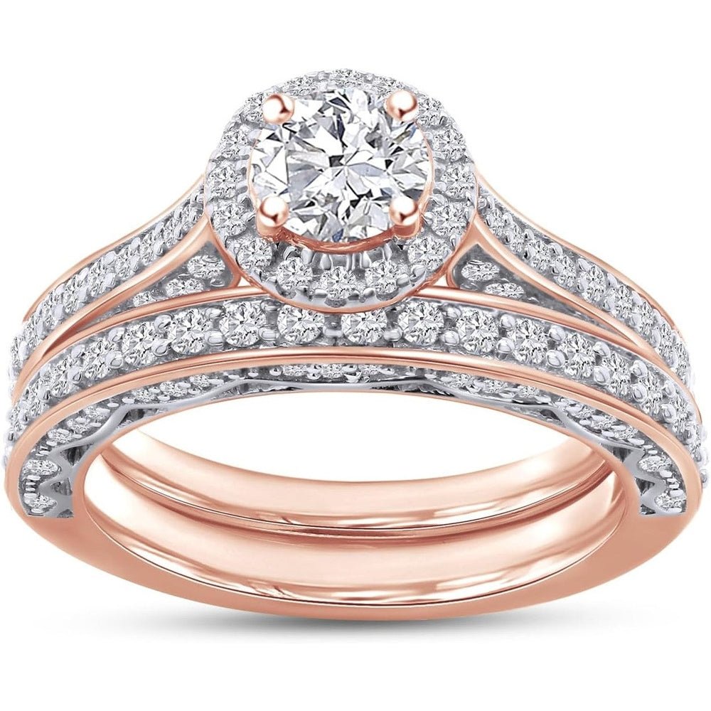 1.33 Carat Halo Vintage Style Diamond Bridal Set Ring - Future Jewelry
