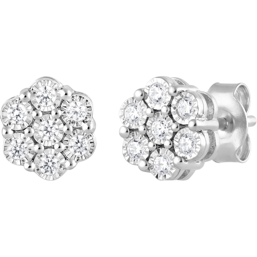 1/4 Carat Diamond Stud Earrings for Women | Round Lab - Grown Diamond Flower Earrings (I, I1) in Silver | Fine Jewelry for Her - Future Jewelry