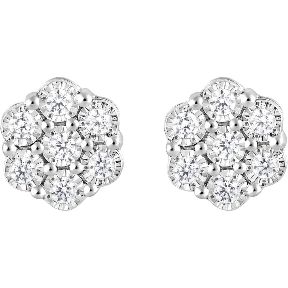 1/4 Carat Diamond Stud Earrings for Women | Round Lab - Grown Diamond Flower Earrings (I, I1) in Silver | Fine Jewelry for Her - Future Jewelry