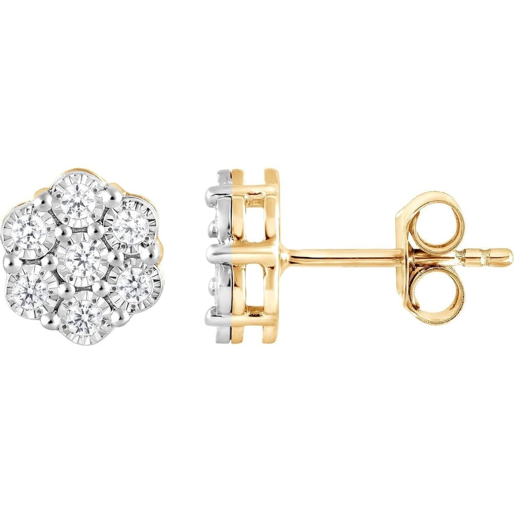 1/4 Carat Diamond Stud Earrings for Women | Round Lab - Grown Diamond Flower Earrings (I, I1) in Silver | Fine Jewelry for Her - Future Jewelry