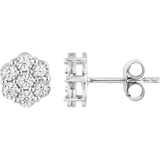 1/4 Carat Diamond Stud Earrings for Women | Round Lab - Grown Diamond Flower Earrings (I, I1) in Silver | Fine Jewelry for Her - Future Jewelry