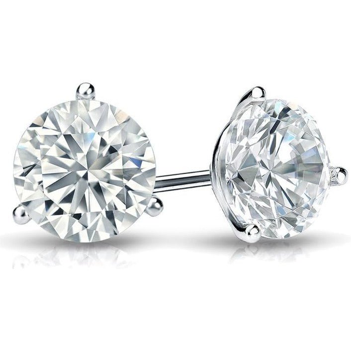 1/4 to 1 1/4 Carat Lab Grown Diamond Round Stud Earrings for Women in 14k Gold 3 - Prong Martini Setting Screw Back Studs - Future Jewelry