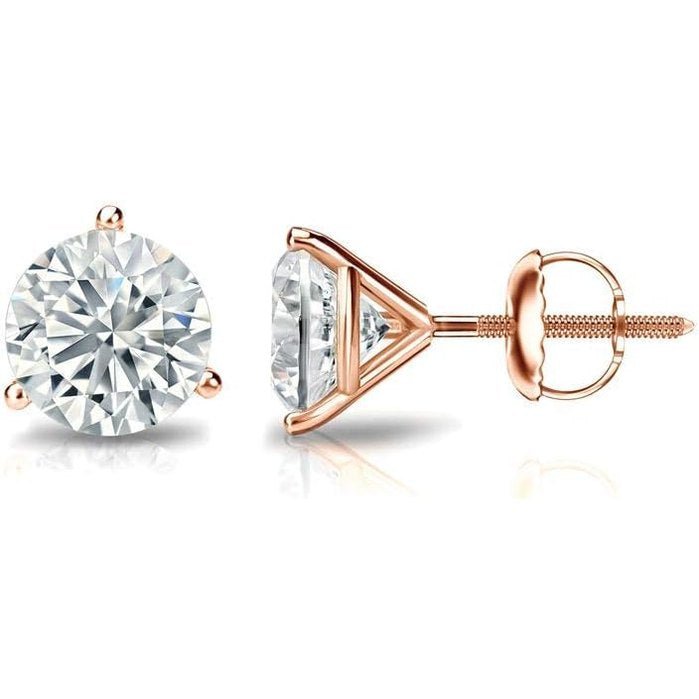 1/4 to 1 1/4 Carat Lab Grown Diamond Round Stud Earrings for Women in 14k Gold 3 - Prong Martini Setting Screw Back Studs - Future Jewelry