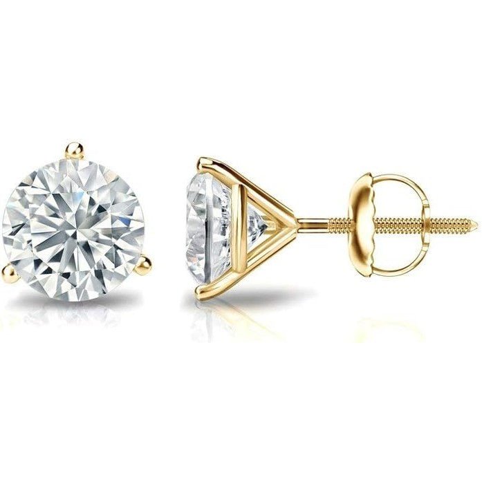 1/4 to 1 1/4 Carat Lab Grown Diamond Round Stud Earrings for Women in 14k Gold 3 - Prong Martini Setting Screw Back Studs - Future Jewelry