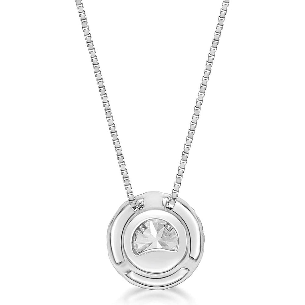 1/4 to 1/2 Carat Lab Grown Diamond Round Halo Pendant Necklace for Women in 10k White Gold on 18 Inch Chain (G - H, VS2 - SI1, cttw) Spring Ring - Future Jewelry