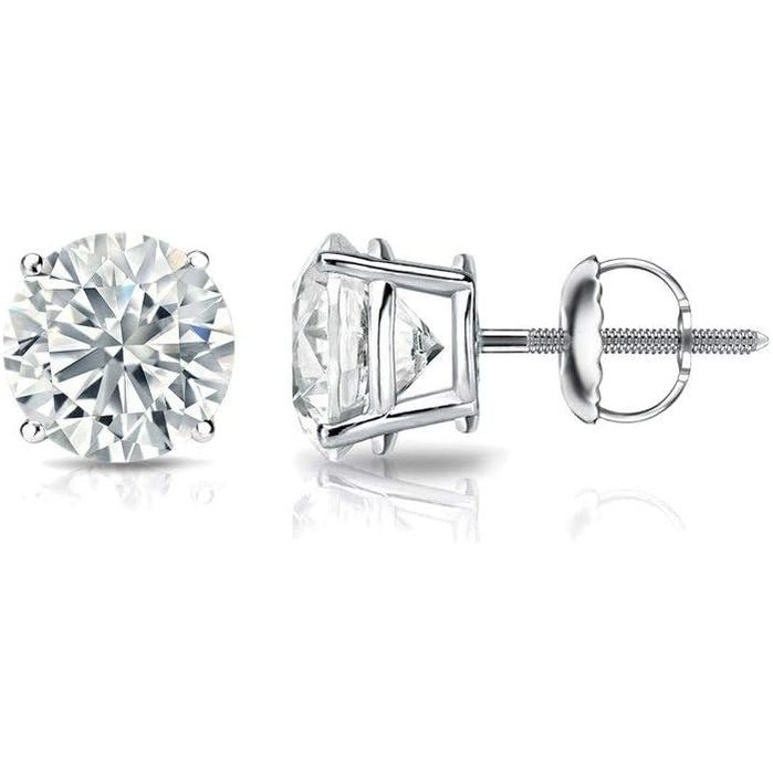 1/4 to 2 Carat Lab Grown Diamond Round Stud Earrings in 14k Gold (E - F, SI1 - SI2, cttw), 4 - Prong Basket Screw Back by Diamond Wish - Future Jewelry