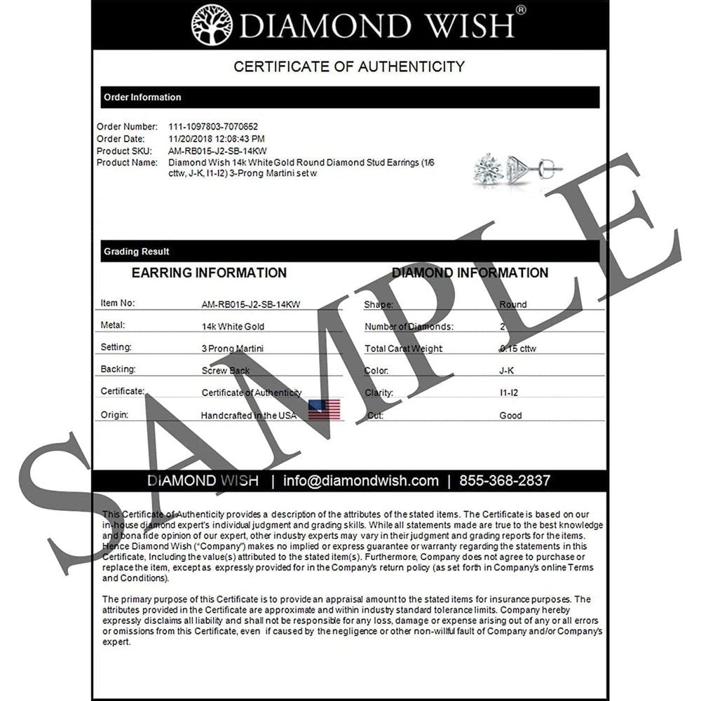 1/4 to 2 Carat Lab Grown Diamond Round Stud Earrings in 14k Gold (E - F, SI1 - SI2, cttw), 4 - Prong Basket Screw Back by Diamond Wish - Future Jewelry