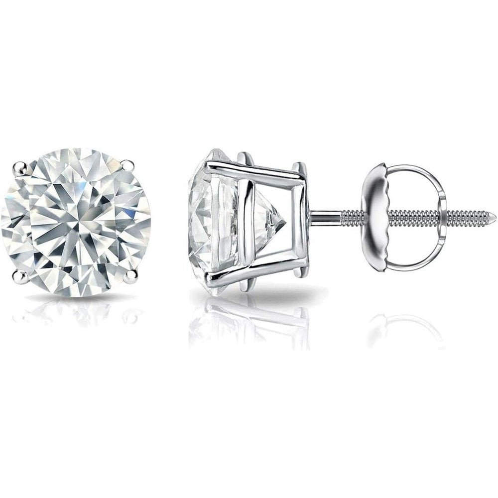 1/4 to 2 Carat Lab Grown Diamond Round Stud Earrings in 14k Gold (E - F, SI1 - SI2, cttw), 4 - Prong Basket Screw Back by Diamond Wish - Future Jewelry