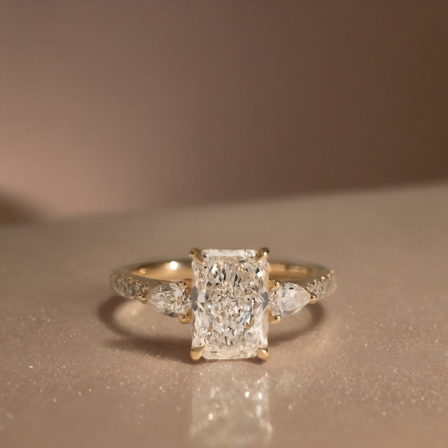 3 carat diamond engagement ring in 18K gold. Lab grown brilliance meets personal engraving for timeless elegance with lasting meaning.