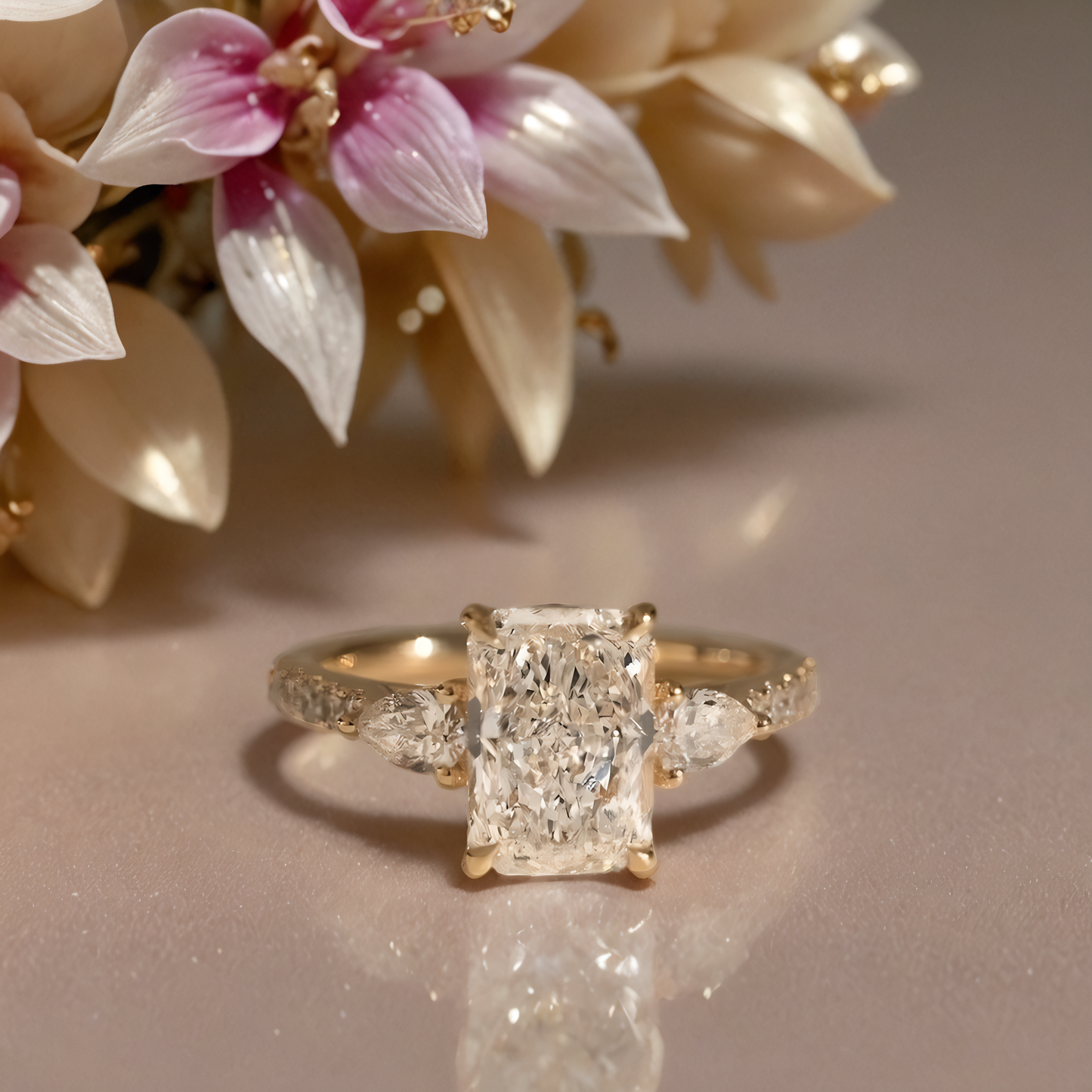 3 carat diamond engagement ring in 18K gold. Lab grown brilliance meets personal engraving for timeless elegance with lasting meaning.