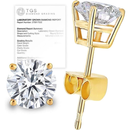1/4–3 Carat Lab Grown Diamond Stud Earrings in 14K Gold - Future Jewelry