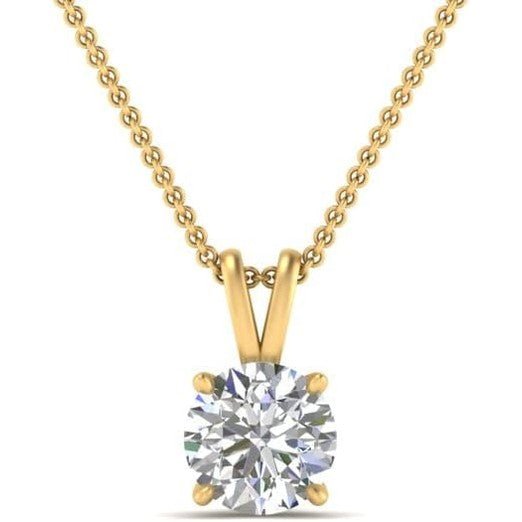 14K Gold 1/2 - 5 Carat LAB GROWN Diamond Solitaire Pendant IGI Certified 4 Prong Diamond Pendant Necklace - Future Jewelry