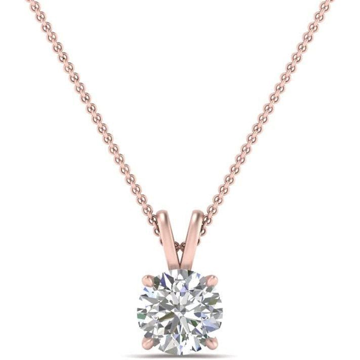 14K Gold 1/2 - 5 Carat LAB GROWN Diamond Solitaire Pendant IGI Certified 4 Prong Diamond Pendant Necklace - Future Jewelry